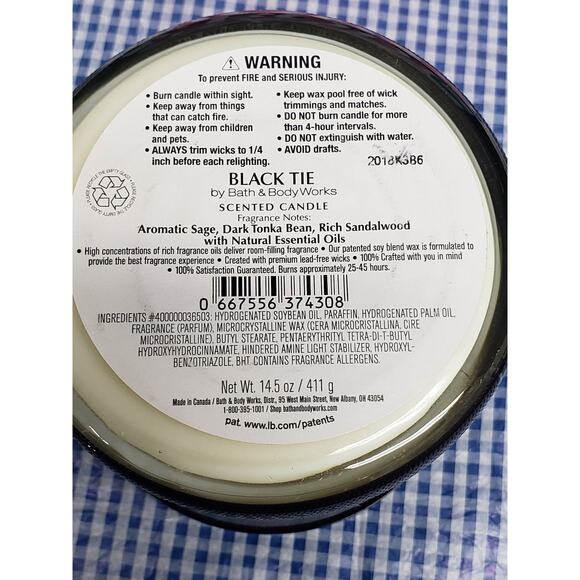 BBW Black Tie Men's Collection Large 3 Wick Candle Home Fragrance - Picture 2 of 2